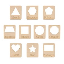 Geometry Set Shape Stencils for DIY Painting Drawing, 4 inch, Natural Wood