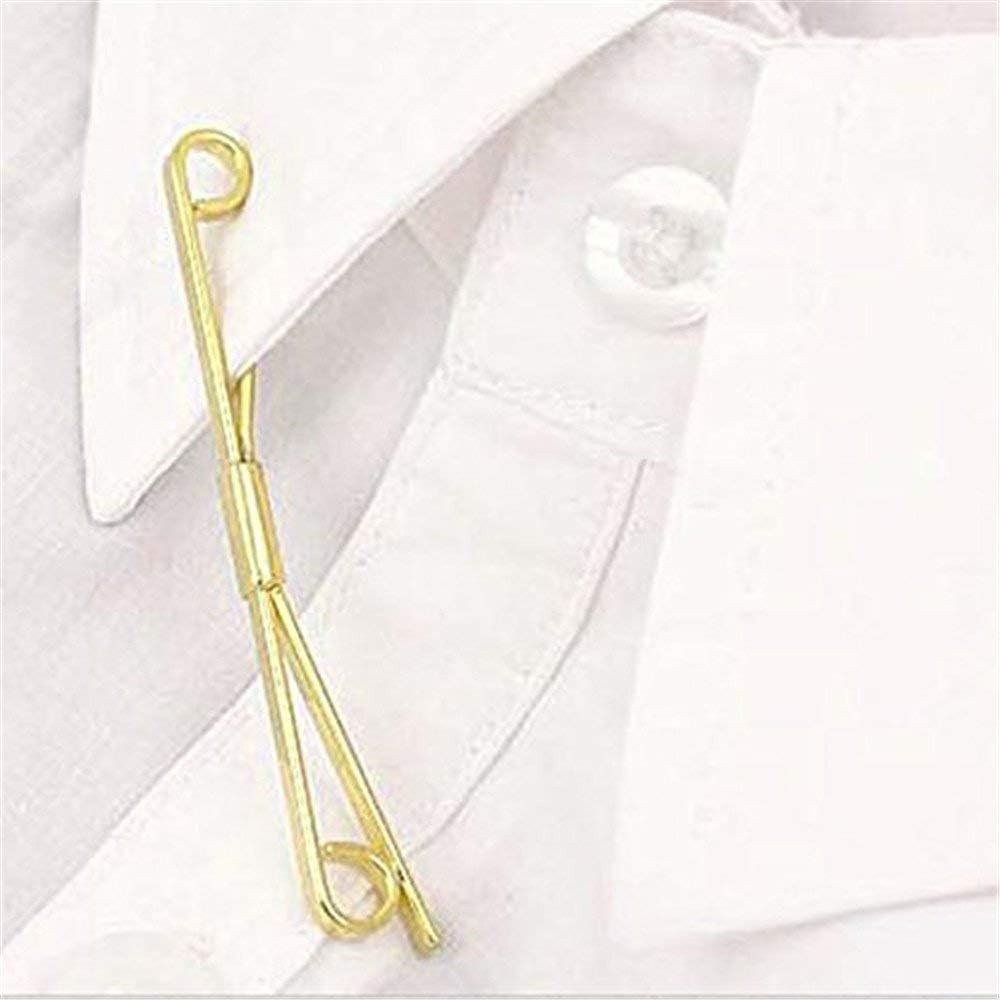 2pcs (gold+silver) Tie Collar Bar Pin Shirt Clip Men's Suit... 