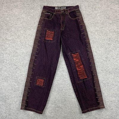 Noiz Jeans Wide Leg Baggy Loose Fit 32x32 Stitch Distressed Skater Vintage Y2k