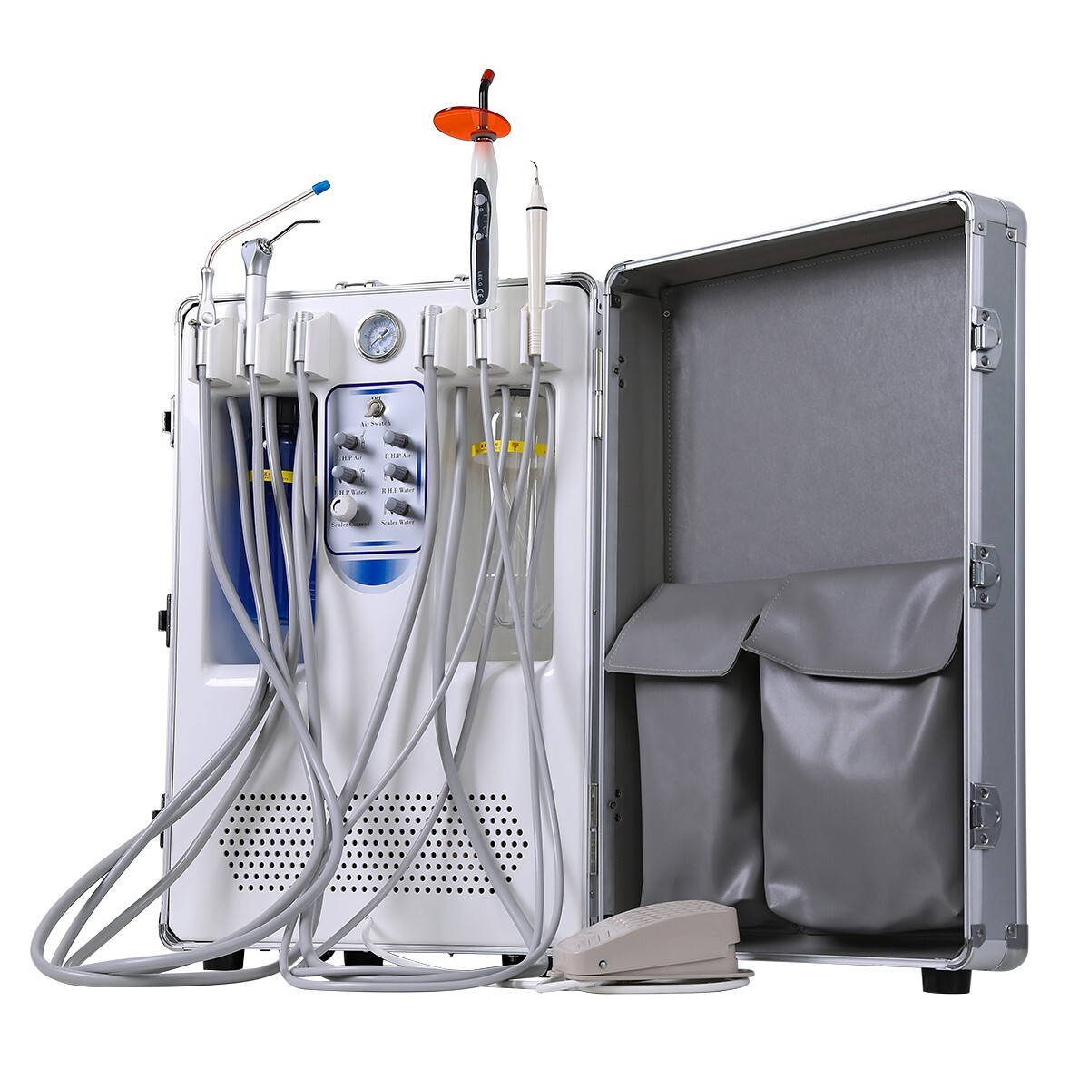 Portable Dental Delivery Unit With Curing Light Ultrasonic Scaler Suction 4 Hole