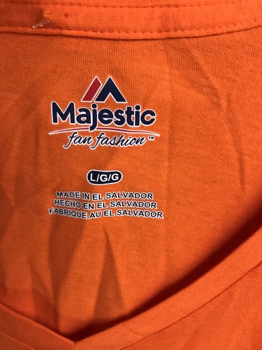 Women’s Majestic Edmonton Oilers Orange T Shirt Large V Neck #X - Picture 6 of 6