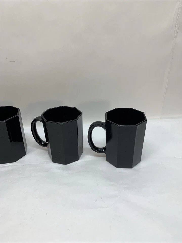 Juego de 4 tazas de café de vidrio negro Arcoroc Octime hechas en Francia Foto 4 de 4