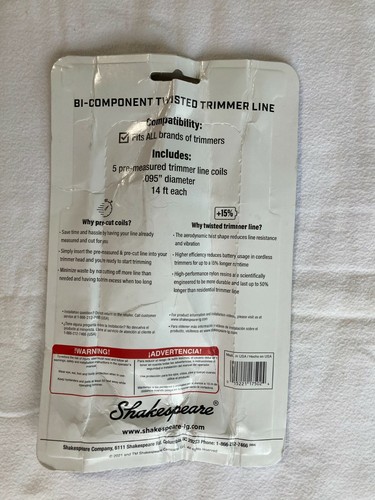 Shakespeare Ugly Twist Trimmer Line Twisted Contractor Grade .095 Dia x 14’,5 pk - Picture 3 of 4