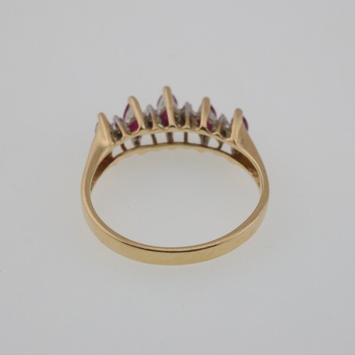 14k Yellow and White Gold Estate Ruby & Diamond Ring/Band Size 7 - Picture 4 of 6