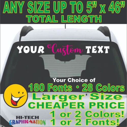 CUSTOM WINDSHIELD LETTERING 5 x 46 Vinyl Decal Sticker Car Truck Tailgate Rear - Picture 1 of 9