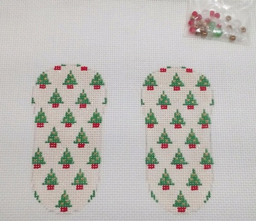 Associated Talents AT needlepoint handpaint Christmas tree Flip Flop FF109 beads - Picture 2 of 6