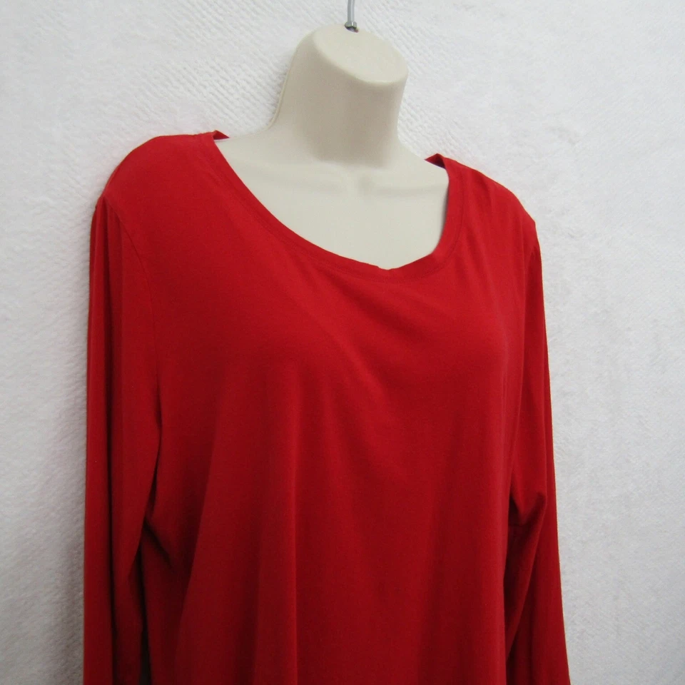 a.n.a Womens Top Shirt Blouse XX Large Red Long Sleeve Tee Casual Flowy Preppy - Image 3 of 4