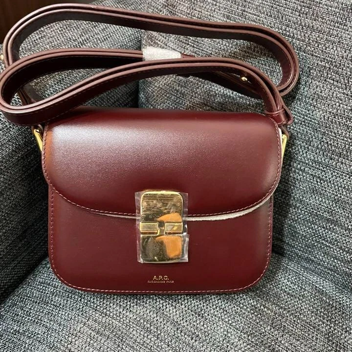 Grace Mini Leather Shoulder Bag in Brown - A P C