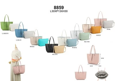 LONG&SON Women‘s PU Shopper Handbag plain style Tote Bag Ladies Holiday Bag UK - Image 1 of 4