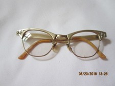 Women's Vintage Cat Eye Eyeglasses Signed Art Craft Alum  1/20 12K GF Over Nose