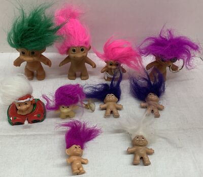 Lot of 10 Vintage Dam 1989 Troll Dolls, Total Trollers, and Other Troll Dolls