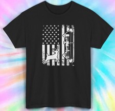 Bow Hunting USA Flag Deer Shirt Archery Hunter Graphic Tee S-5XL