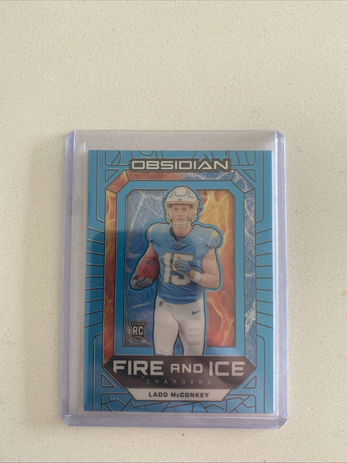 Ladd McConkey Panini Obsidian Fire and Ice #21 Blue