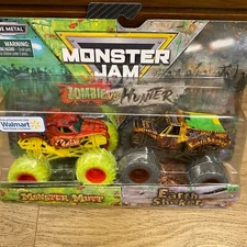 NEW Monster Jam Zombie Vs Hunter 1:64 2-Pack Monster Mutt and Earth Shaker Rare