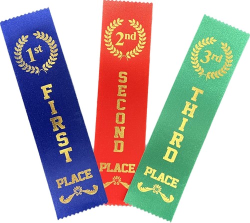 50 each (Total 150) First Second Third Place Ribbons 20x5 cm, METALLIC ...