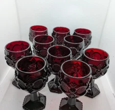 Set of 10 Avon Cape Cod 1876 Ruby Red Glass 4.5" Small Water Wine Goblets
