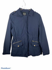Eden Society Womens Cargo Jacket Blue Zip Up Stretch Collar Pockets M