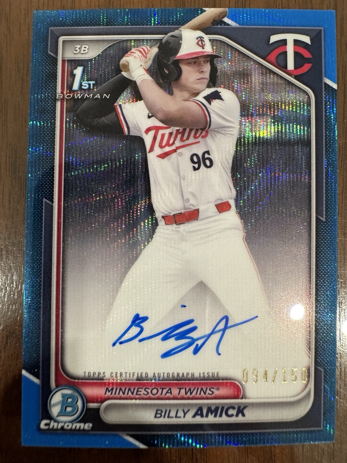 Billy Amick 2024 Bowman Draft 1st Chrome Refractor 🔥AUTO BLUE /150🔥 TWINS