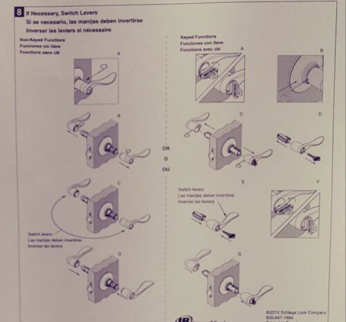 Schlage Hall And Closet Complete Latch Lock Assembly Satin Nickel F10 V LAT 619 - Picture 3 of 4
