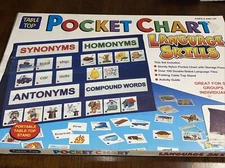 Table Top Pocket Chart Stand With LANGUAGE SKILLS  Learning Tiles
