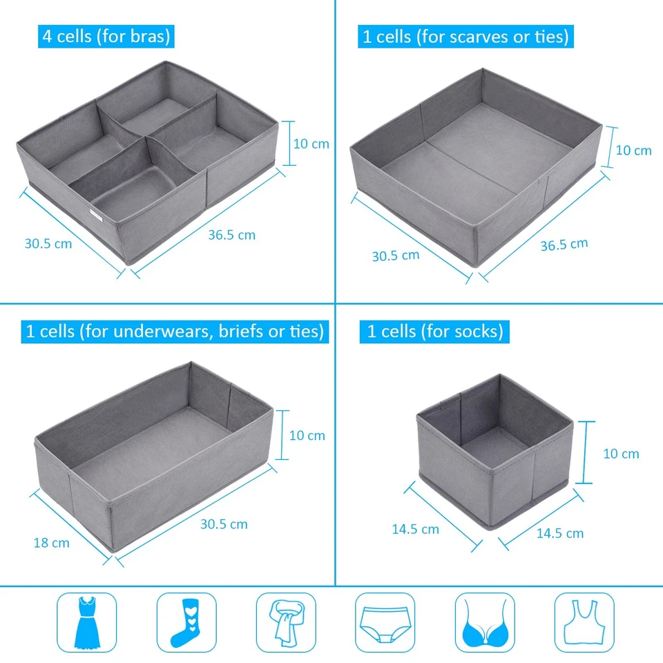 Baby Clothes Drawer Organiser 9pcs - Bedroom Draw Divider for Underwear Storage - Image 2 of 4
