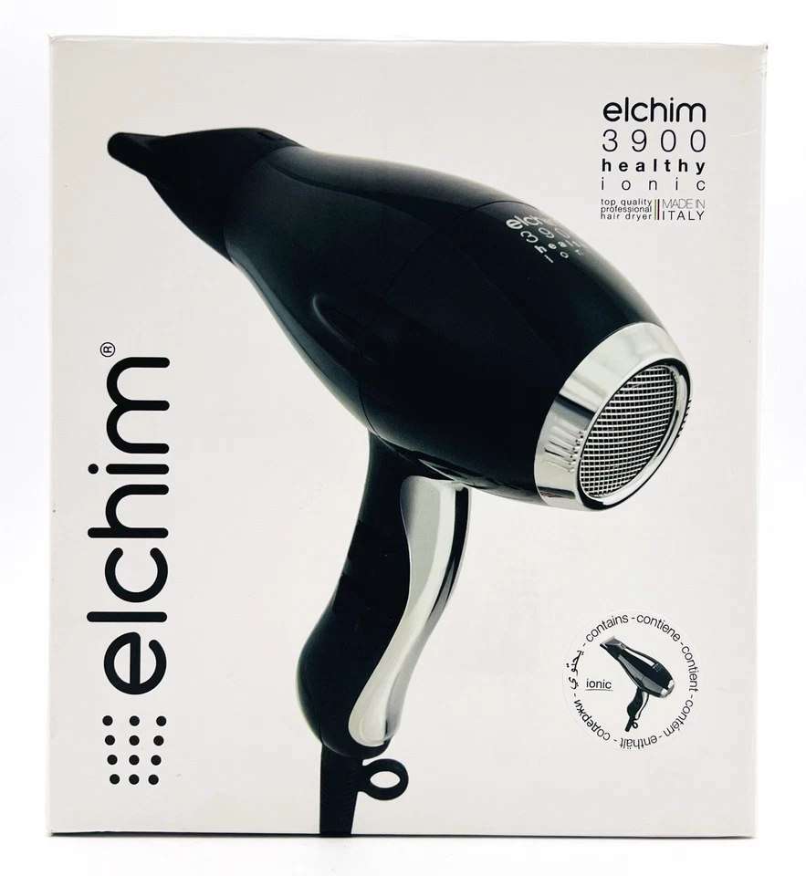 Secador de pelo profesional Elchim 3900 Healthy Ionic - negro y plateado Foto 2 de 4
