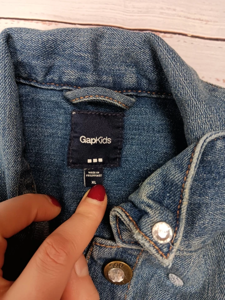 Gapkids Denim Jacket Girls X-Large Black Rhinestones Button Up Long Sleeve - Image 4 of 4