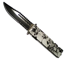 Xtreme-Tac Pocket Knife Glass Breaker Seatbelt Cutter skull Handle Assisted Open