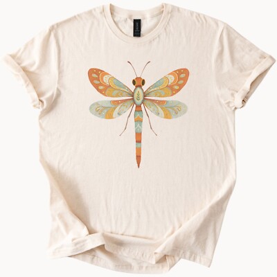 Boho Dragonfly Shirt Unique Insect Art Tee Nature Lover Graphic Design Boho Drag