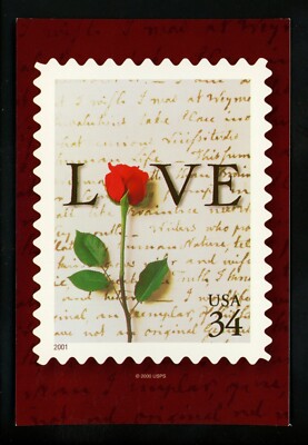 Postcard Stamp Design #3497 CTC LOVE rose letter 2001