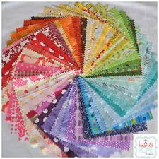 Designer Fabric 5" Squares Charm Pack Rainbow, 50 different pieces, 100 cotton