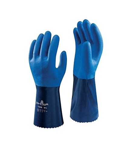 Paire De Gants Nitrile Résistants Aux Produits Chimiques Showa 720L-09 - Épaisseur 15 Mil, Longueur 12 Pouces, Taille L