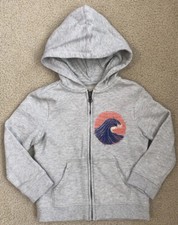 GYMBOREE XS 4 Girls Gray Spring/Summer Hoodie Zip up Embroidered Sweatshirt EEUC