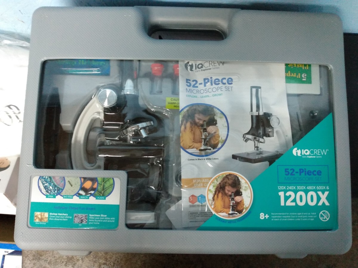 IQCREW 52-Piece Microscope Set - Early Explorer Series - Ages 8+