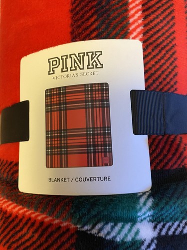 Victoria’s Secret VS PINK BLANKET Throw Plaid Red Black Green 50”x 60” NWT NEW - Picture 4 of 5