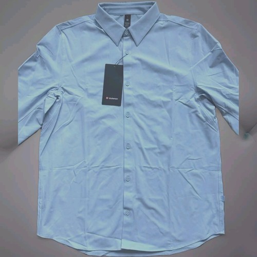 Lululemon Shirt Mens L New Venture Classic-Fit Long-Sleeve BLEN Blue Button - Picture 1 of 2