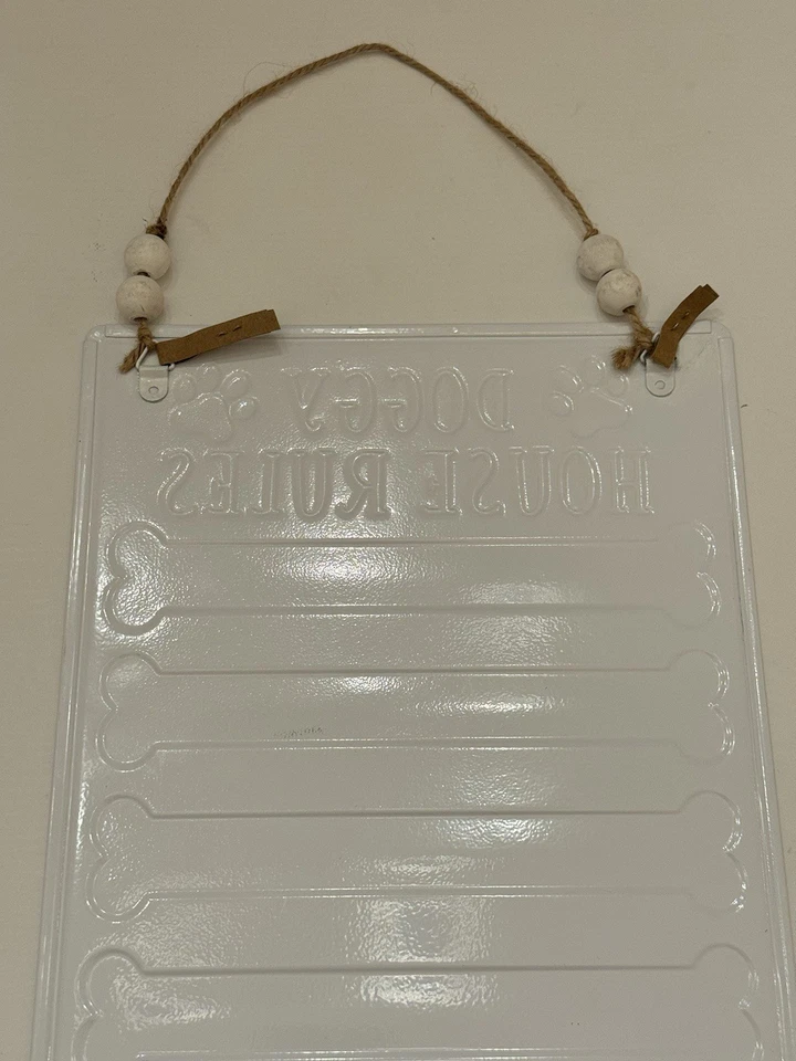 Letrero de pared de metal de 8,5 X 11,5 reglas de casa de perro divertido amante de las mascotas mimado con cuentas Foto 2 de 4
