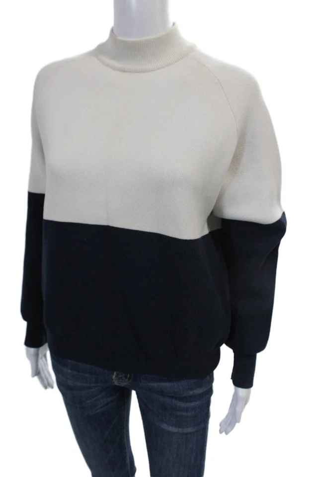 Suéter Tory Burch para mujer tejido cuello alto manga larga blanco talla S Foto 2 de 4