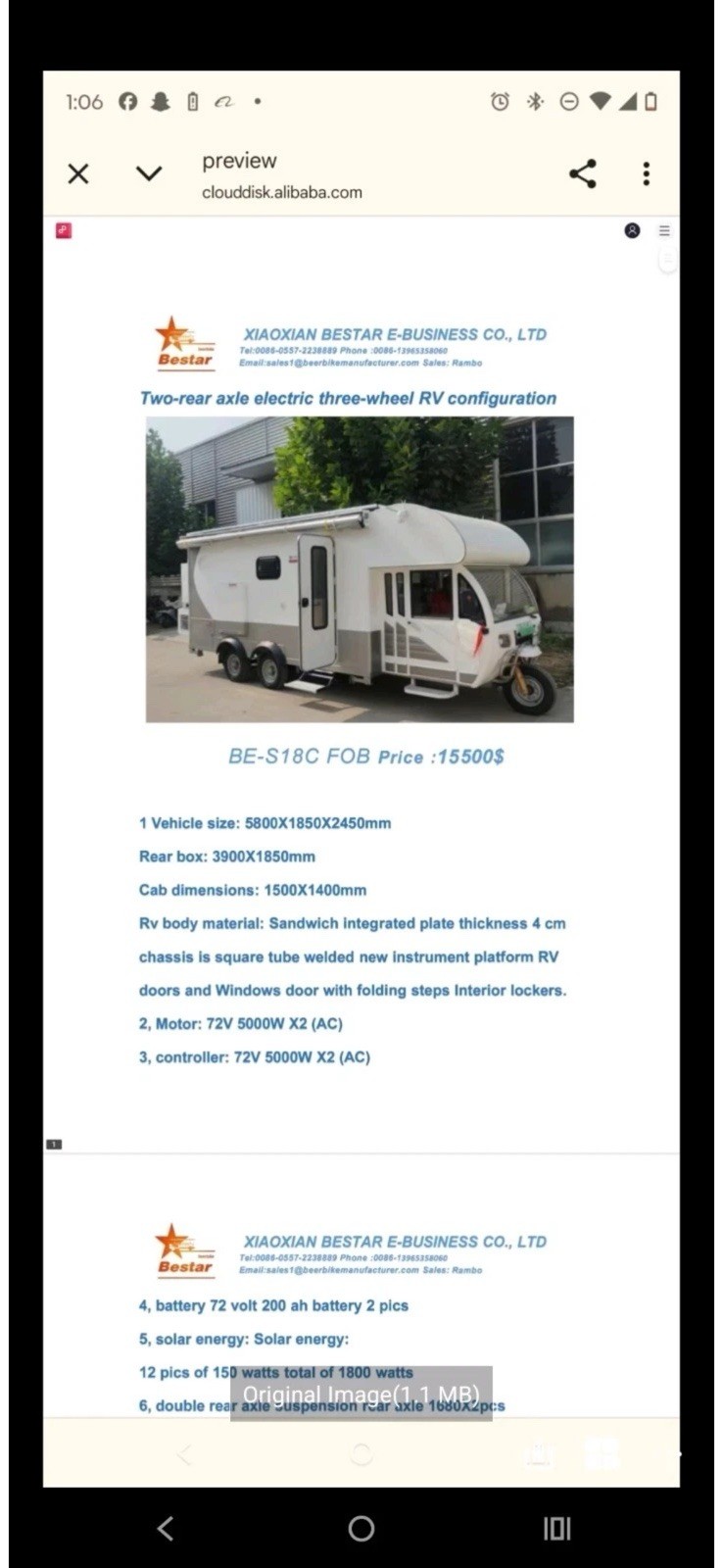 Electric Mini RV Motorhome, Three Wheel Trailer WithBedroom Kitchen ...