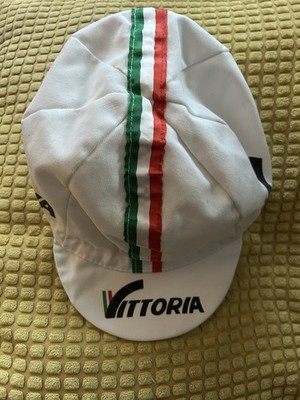 VITTORIA Cap Jungen Einheitsgröße weiß Radmütze mit italienischer Flagge Streifendesign
