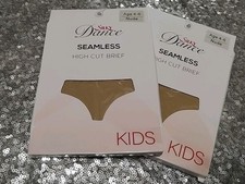 2 Pair Lot Silky Dance Seamless High Cut Brief Child Beige Nude XS Sz 4-6