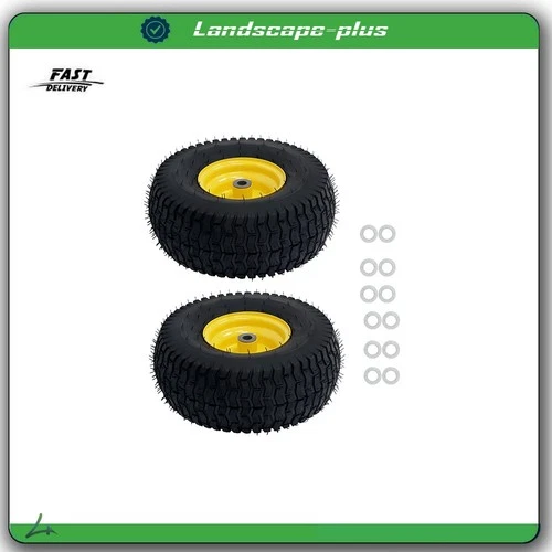 (2-Pack) 15x6.00-6 Flat Free Lawnmower Tire and Wheel Assemblies Tire on Wheel