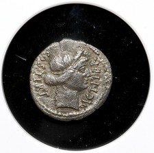 ROMAN IMPERATORIAL. Julius Caesar. 46 BC. Silver Denarius, NGC Choice Fine