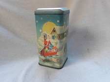 VINTAGE OLD EMPTY FULLERS TIN CHRISTMAS SANTA CLAUS SLEIGH