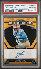 2024 PANINI PRIZM DRAFT PICKS DRAFT PICKS AUTOS #DPALLU LAIATU LATU 1/10 PSA 10