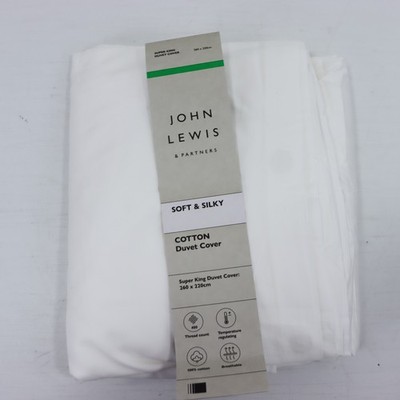 John Lewis 400 Faden Bettbezug Weich & Seidig Weiß Super King