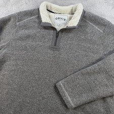 Orvis Sweatshirt Mens 2Xl Grey Brighton 1/4 Zip Sherpa Pullover Outdoor Casual