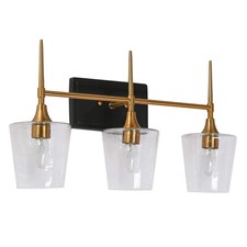 Sanant 3-Light Black and Brass Bathroom Vanity Light