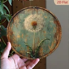 Vintage Dandelion Rustic Round Aluminum Tin Metal Signs Home Décor 8x8