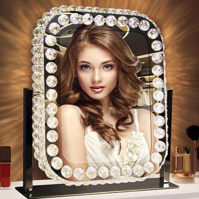 Hollywood Crystal Lighted Vanity Mirror with 3 Color Modes & 360° Rotation